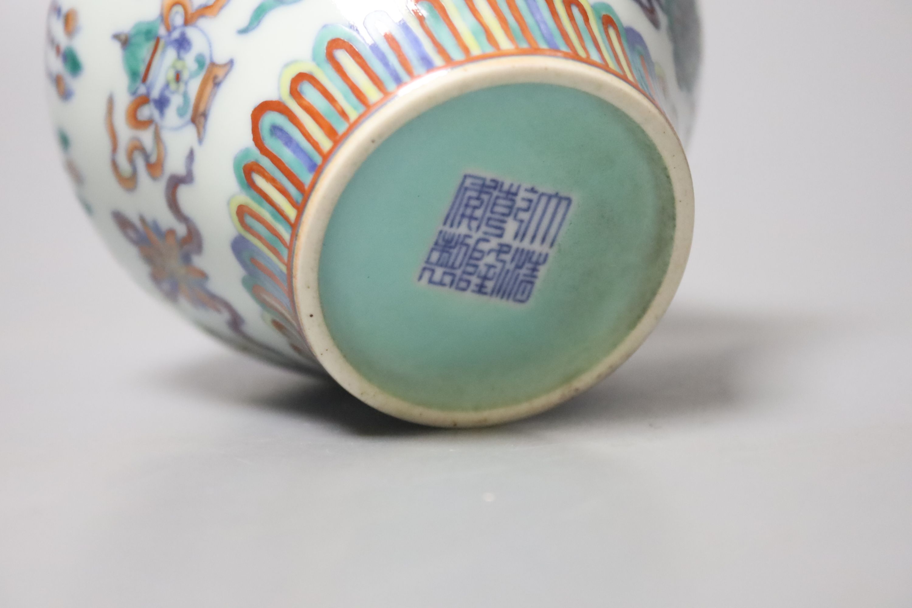 A Chinese doucai vase, 12cm high